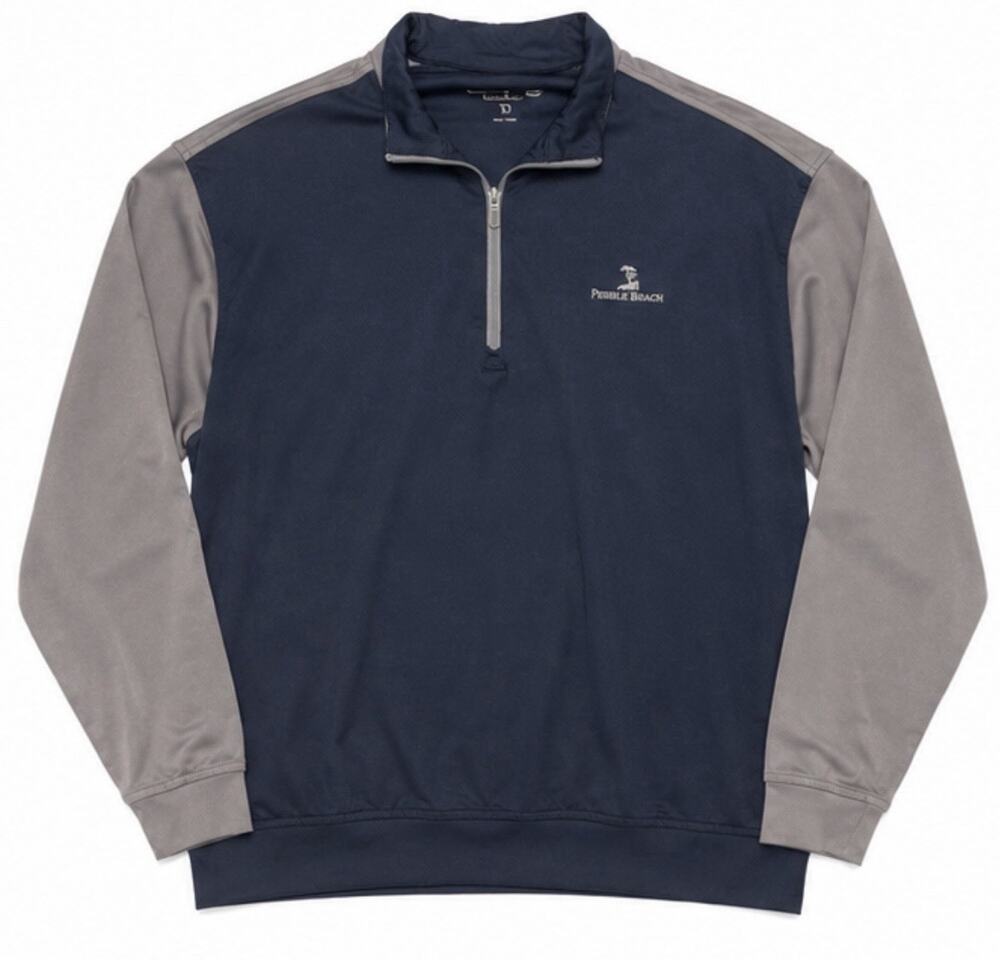 Pebble Beach Performance Men’s Large 1/4 Zip Pullover Navy Gray Golf Jacket L